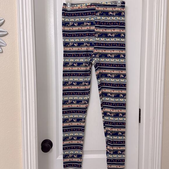 Emme jordan casual leggings patterned blue size L - Picture 1 of 5